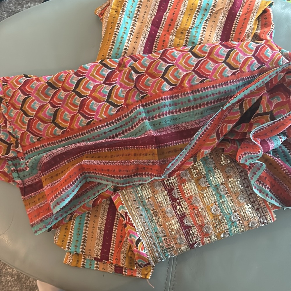 Vibrant Indian Co-ord Set, Orange and Pink Kurta Pajama - Picture 6 of 6